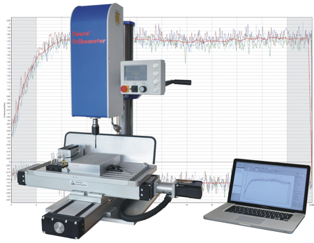 Tauro Tribometer with coordinate table and torque chart in the background